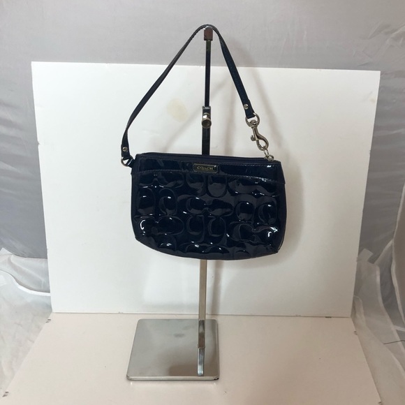 Coach- Patent Leather Navy Blue wristlet pouch - Picture 2 of 5